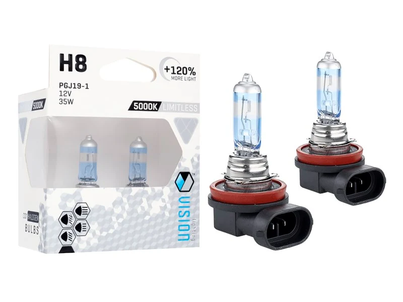 VISION Limitless White H8 12V 35W PGJ19-1 U E4 žarulje, 120% svjetlije, 2 žarulje