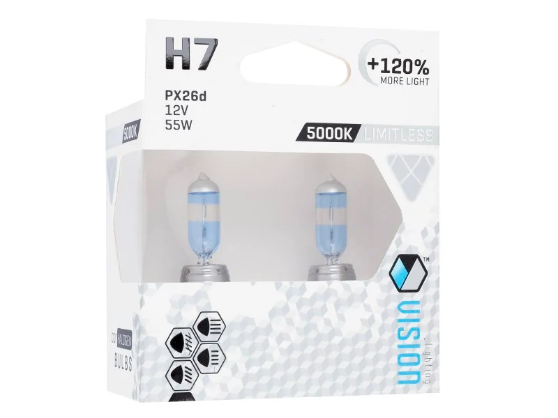 VISION Limitless White H7 12V 55W PX26d U E4 žarulje (120% svjetlije), 2 žarulje