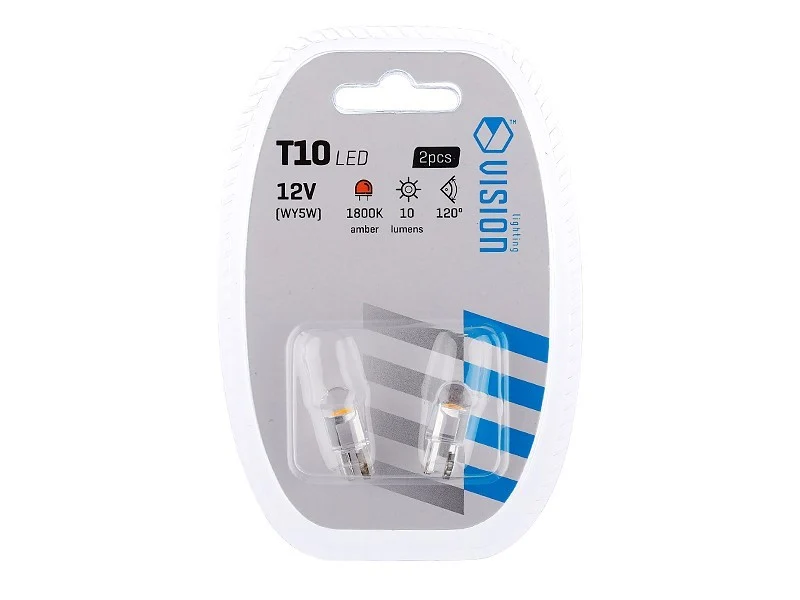VISION WY5W (T10) 12V 1x F10 LED žarulja, potpuno staklena, narančasta, 2 komada