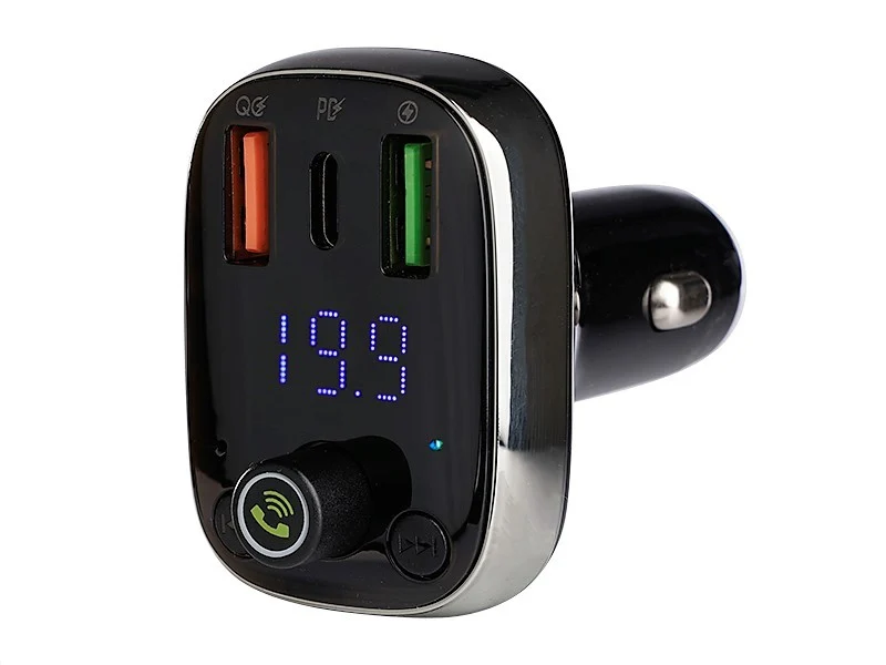 WAYME FM transmiter 12/24V s USB-C PD, QC4.0 +, Auto-ID, voltmetar i HandsFree
