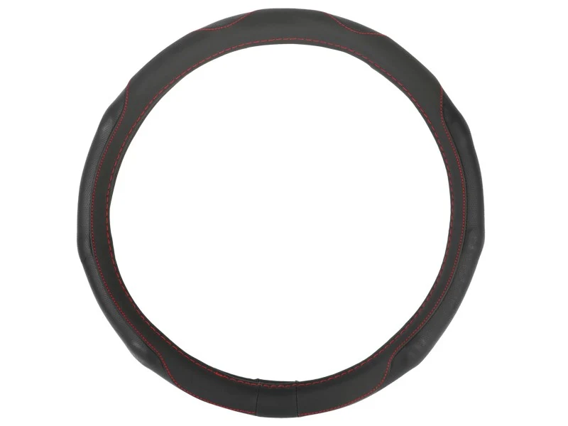 Zaštita za volan PU 39-41 cm "L", perforirani rukohvati, crna + crveni šavovi