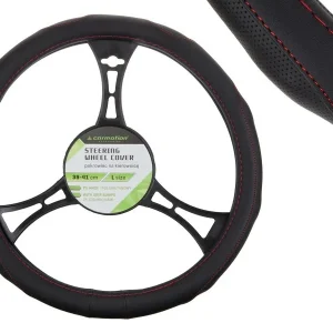 Zaštita za volan PU 39-41 cm "L", perforirani rukohvati, crna + crveni šavovi