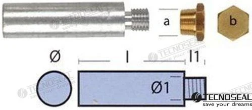 Zinc Anode Intercooler Yanmar w/ brass plug