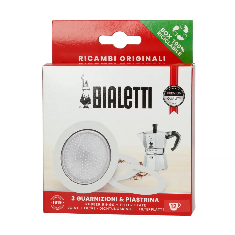 Bialetti rezervni deo Set 3 gumene zaptivke i 1 filter sito za 12 šolj.