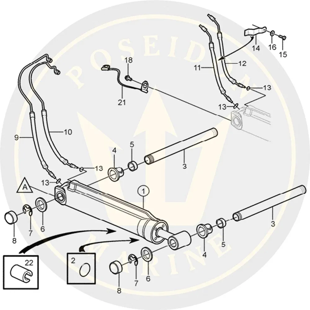 Recmar® Hydraulic hose Volvo Penta SX-M OMC Cobra starboard UP 3853855