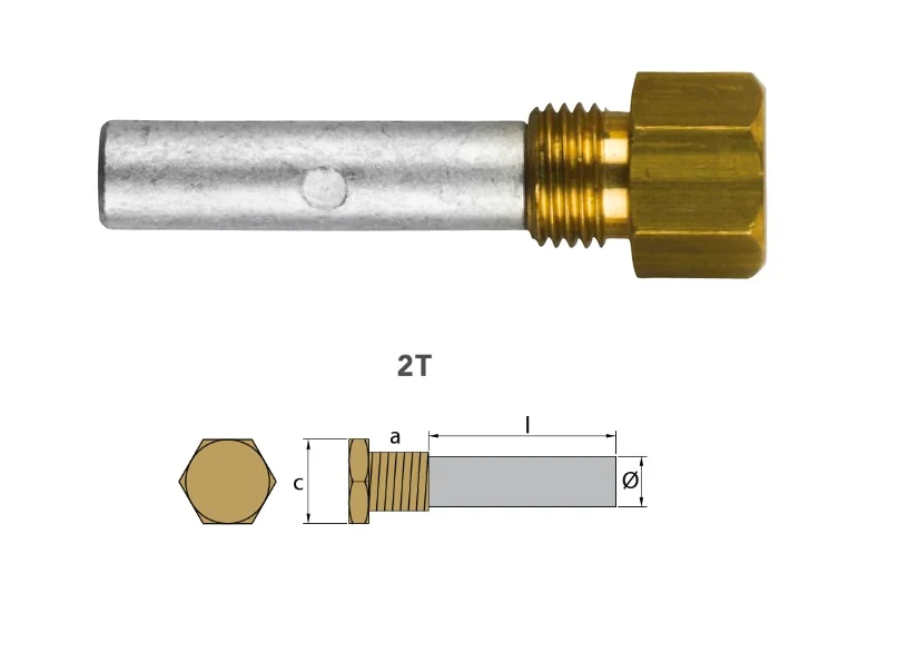 Tecnoseal® 02021/1T Zinc anode rod pencil Caterpillar 3500-series 116-7011 plug 7/16'' UNF