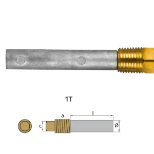 Tecnoseal® 02021T Zinc anode rod pencil Caterpillar 3304 3306 3116 6L2283 plug 1/4" BSPT