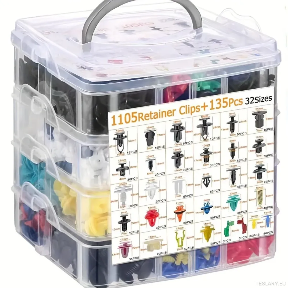 1105pcs Assorted Car Clips, 4-Layer Plastic Retainer Clips, Car Body Clips Ideal your Tesla Model 3 Y S X